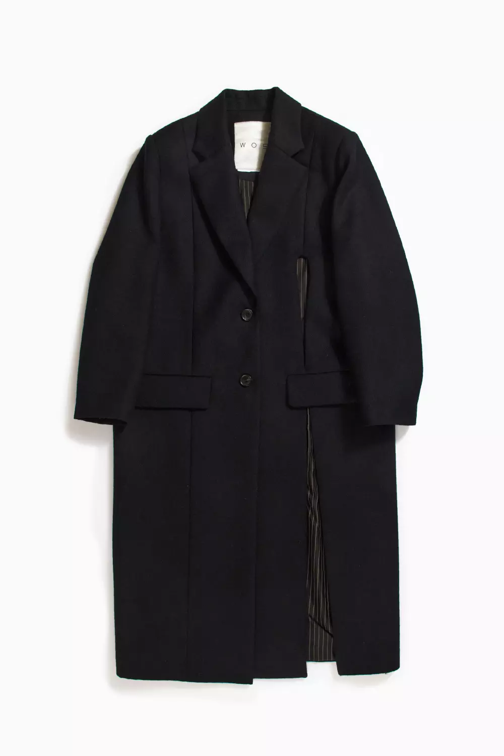 Шерстяное пальто с вырезом-каплей