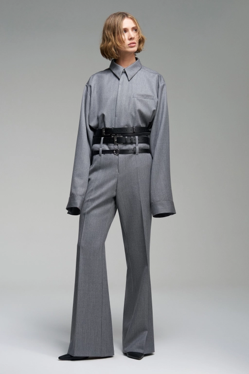 Рубашка с двойными шлевками из шерсти